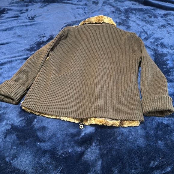 Faux fur sweater, brown and leopard print, vintage - Picture 2 of 4